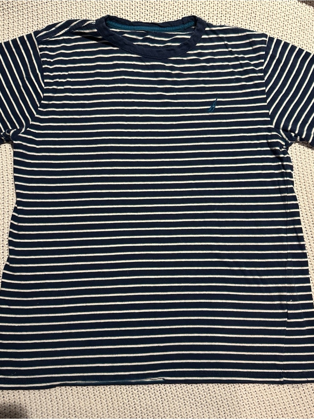 Nautical Boys Navy & White Striped Crew Neck T-Shirt XL w/free back to school 🎁